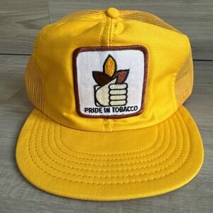 Vintage Pride in Tobacco Patch Yellow Mesh‎ Snapback Trucker Hat Cap Made In USA